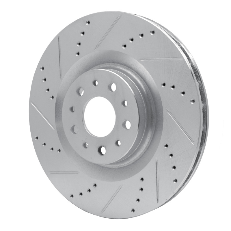 Fiat 500L Brake Rotor (1) - Front Left - R1 Concepts - Drilled & Slotted - Silver - `14-`19